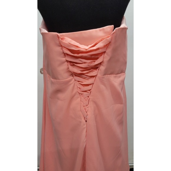 Chiffon Strapless High-Low Gown with Crystal Trim - Picture 10 of 10